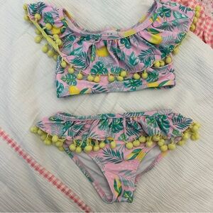 Nicole Miller Pink Tropical Pom-Pom Two-Piece Bikini